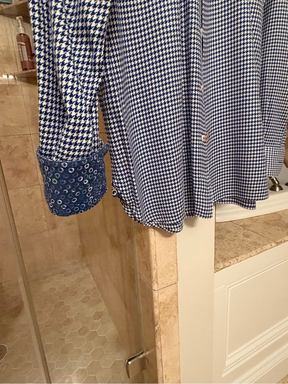 Men's Blue Gingham Button-Down Shirt - Long Sleeve     16/41